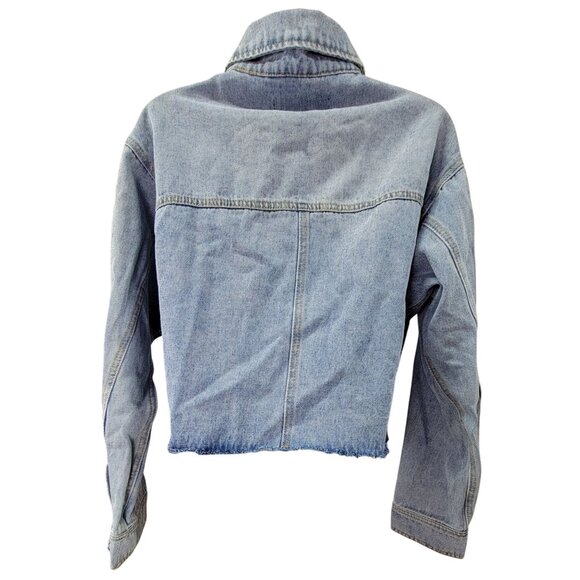 Love Tree Denim Jacket The Daisy Short Button Pockets Womens Med New Tags - Picture 2 of 9